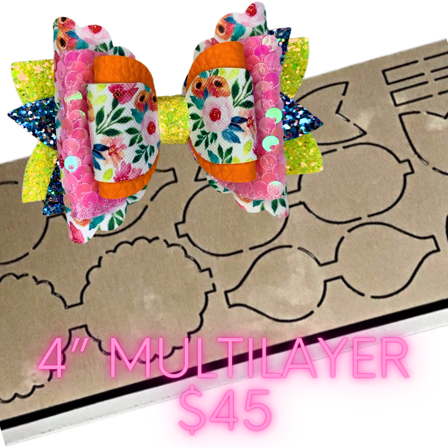 4” Combo Multilayer Bow Steel Blade Wooden Die Cut Template SIZZIX BIG SHOT