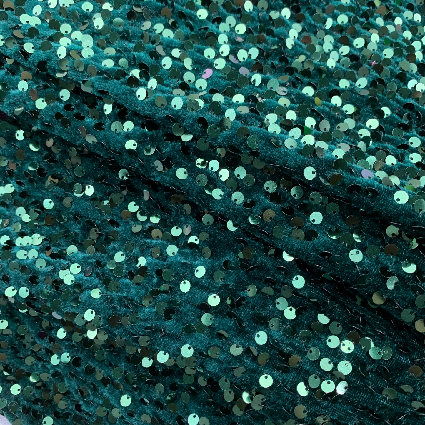 Hunter Green Sequin Velvet Four Way Stretch Fabric