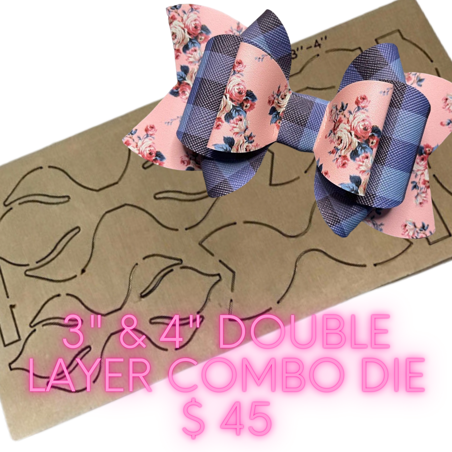 3” and 4” Combo Multilayer Bow Steel Blade Wooden Die Cut Template SIZZIX BIG SHOT