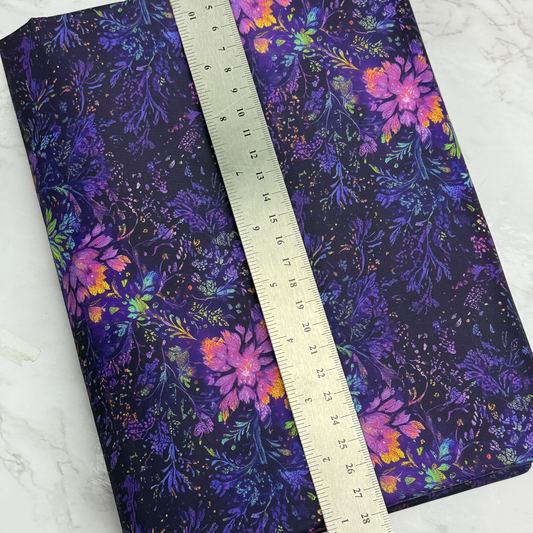 Purple Floral HydroReminisce™ Bonded Polyester Waterproof Fabric
