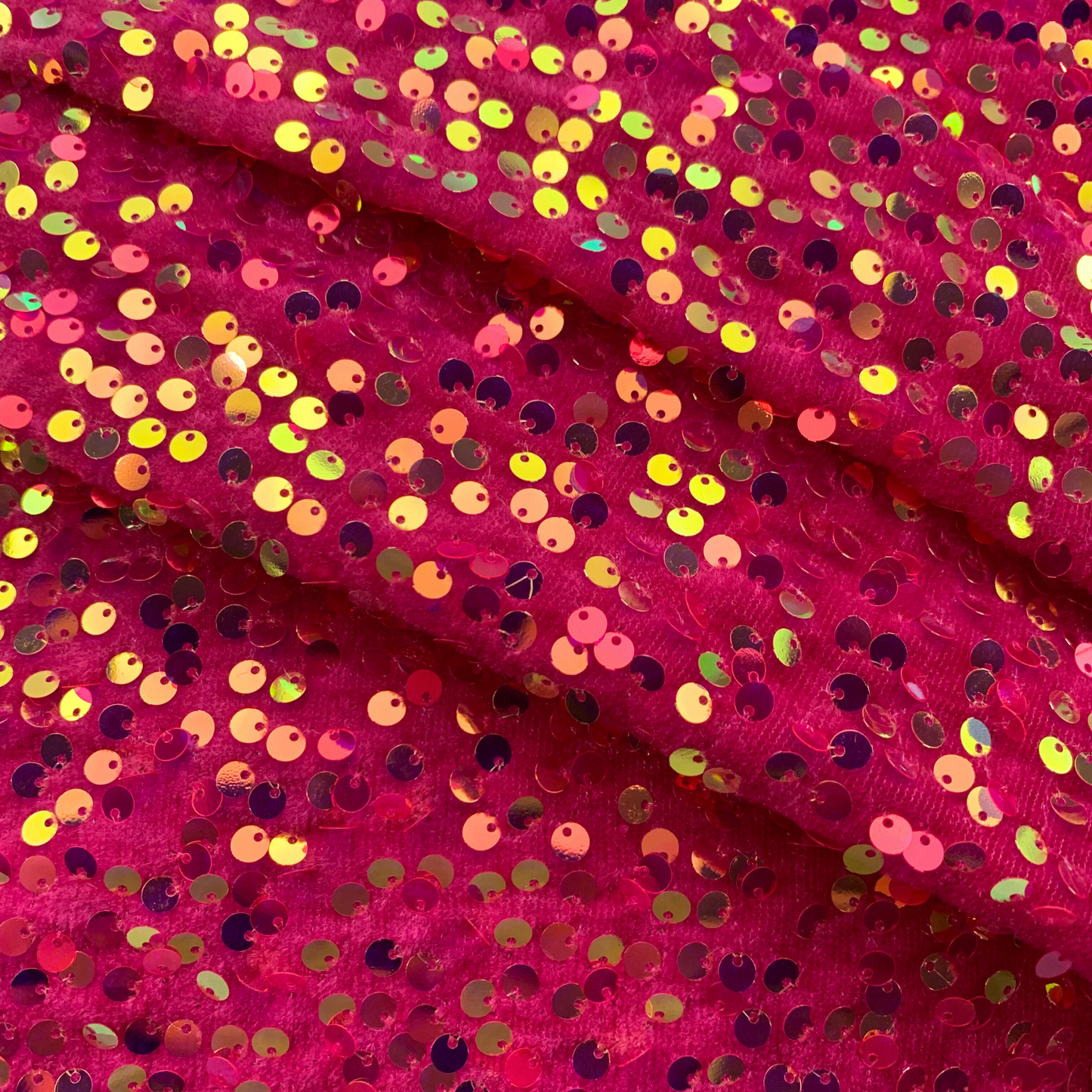 Deep Hot Pink Sequin Velvet Four Way Stretch Fabric