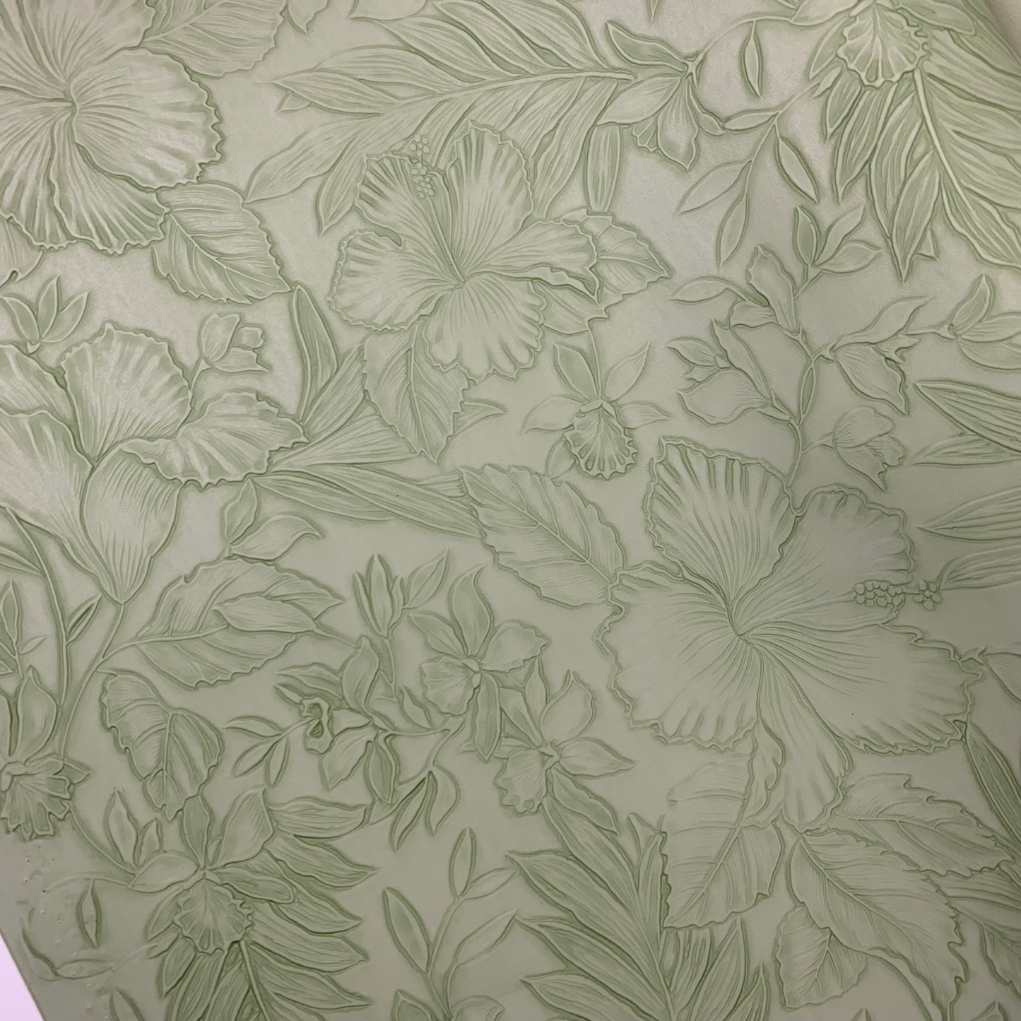 Laurel Green “Embossed Tropics” Faux Leather Half Meter Rolls