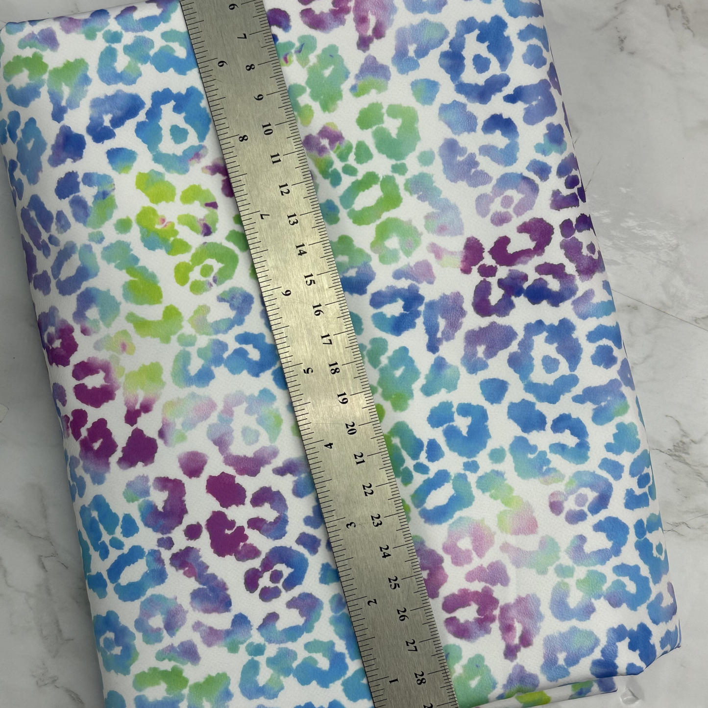 Blue Tie Dye Leopard HydroReminisce™ Bonded Polyester Waterproof Fabric