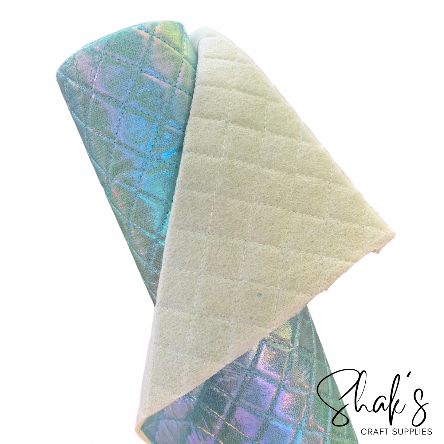 Blue Iridescent Quilted Vinyl 1/2 yard Roll