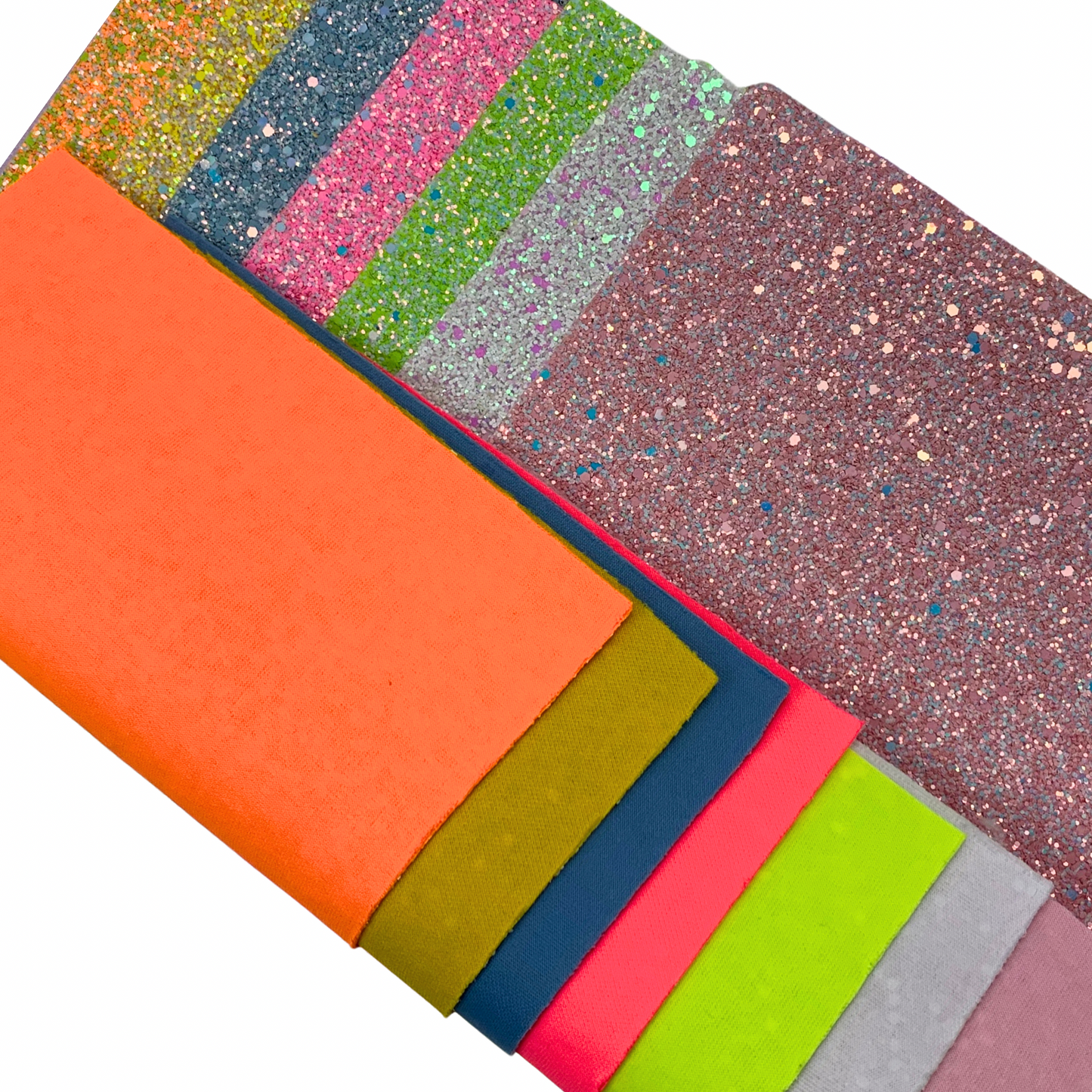 Neon Iridescent Chunky Glitter Faux Leather Sheet with Soft Polyester Backing