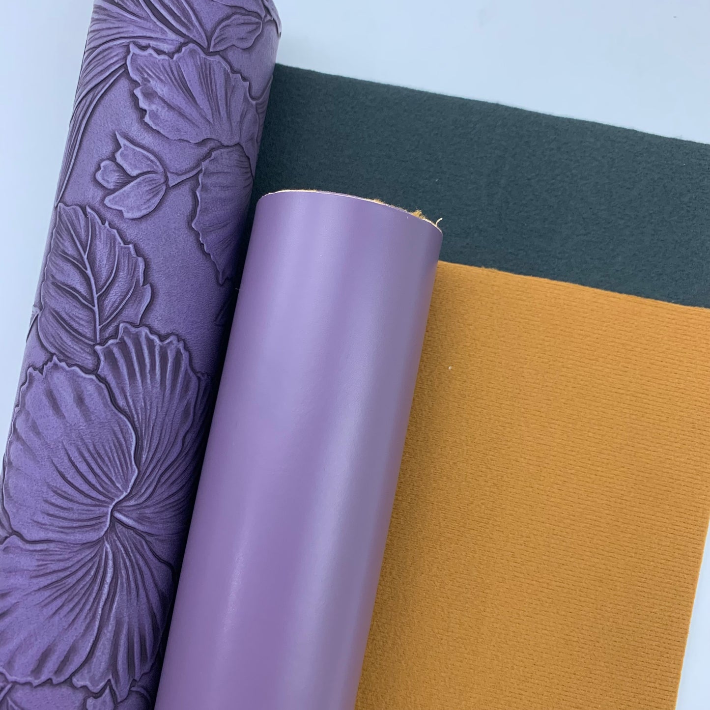 RESTOCK APRIL 2026 EGGPLANT “Embossed Tropics” Faux Leather Large and Half Yard Rolls