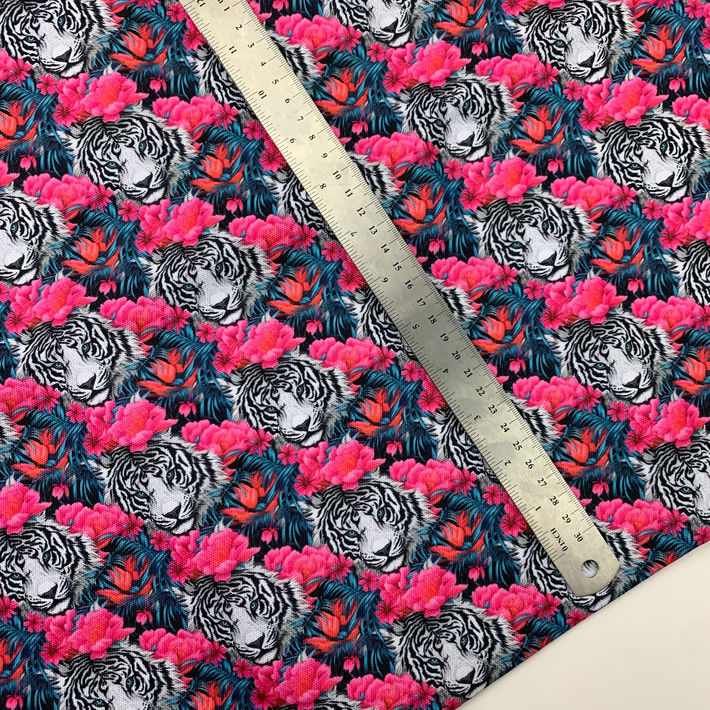 White Tiger Print Medium Scale H2ONoMo™ Water Resistant Canvas - R1 Retail