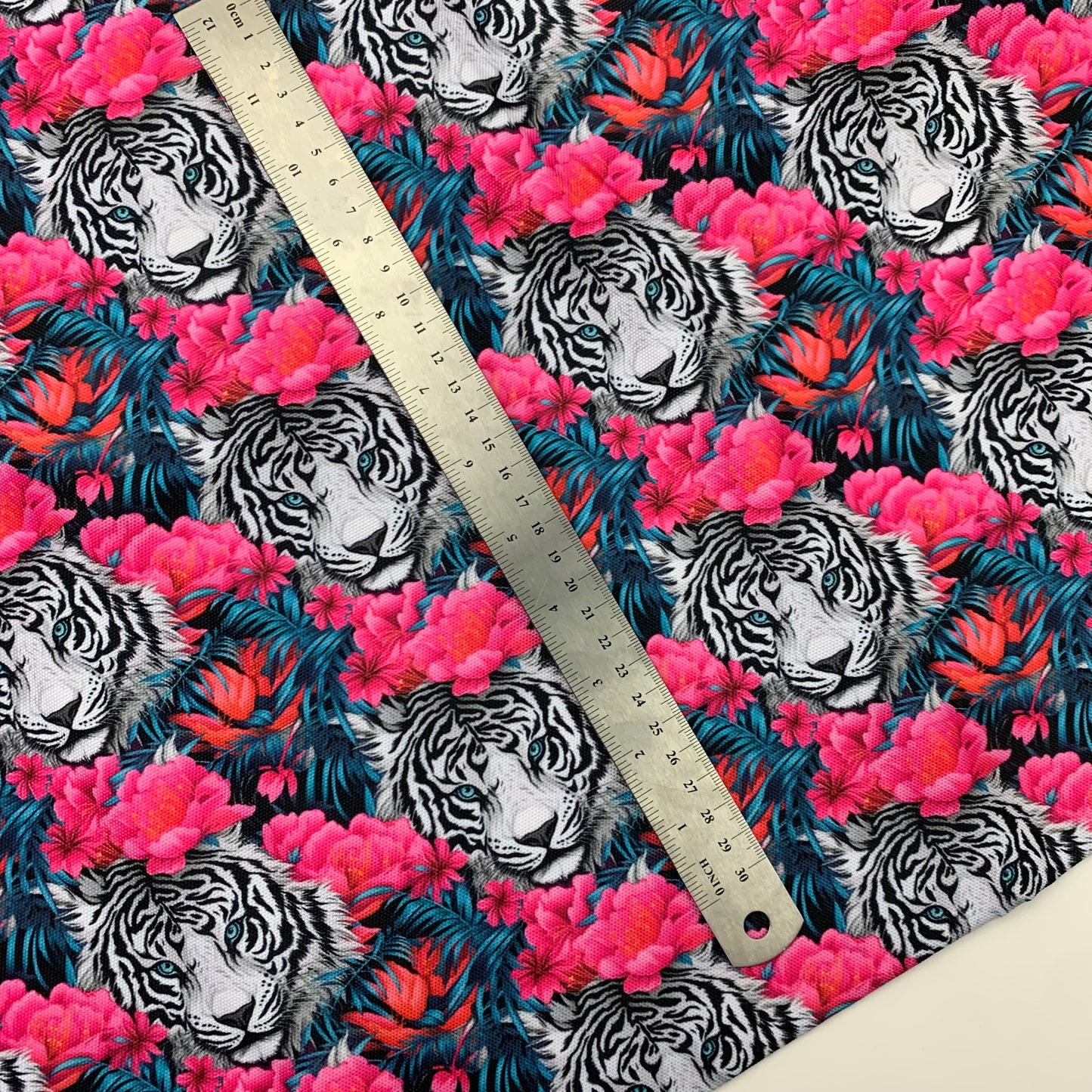 White Tiger Print Large Scale H2ONoMo™ Water Resistant Canvas - R1 Retail