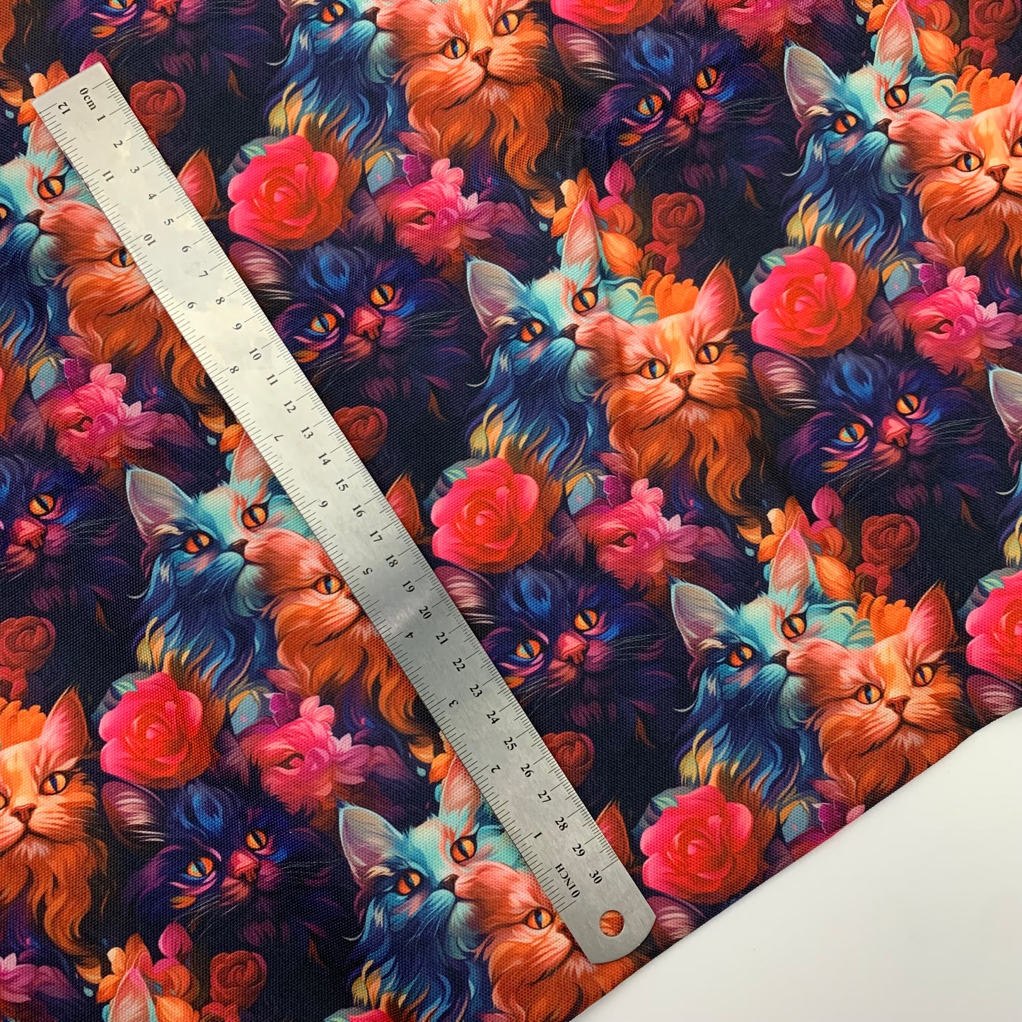 Floral Cats Print H2ONoMo™ Water Resistant Canvas