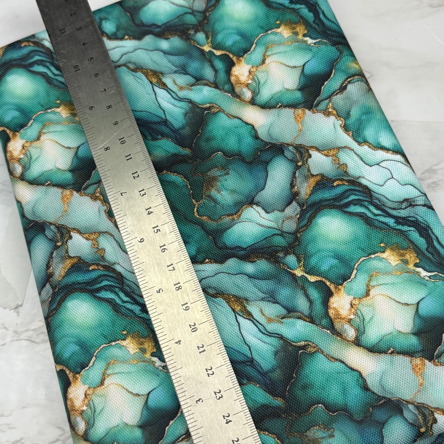 Emerald Marble 600d Oxford Waterproof Polyester Canvas with PVC Backing H2ONoMo
