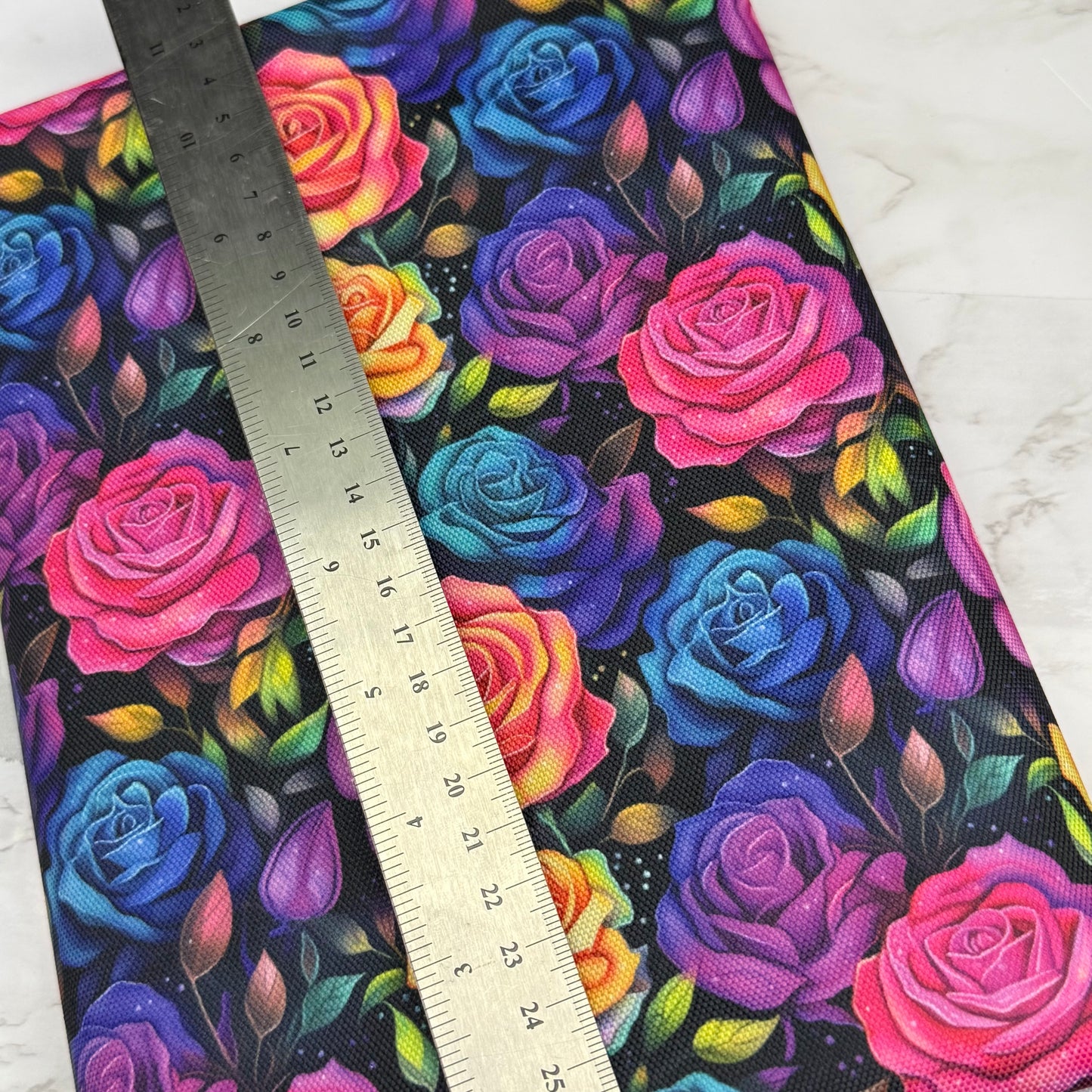 Neon Roses 600d Oxford Waterproof Polyester Canvas with PVC Backing H2ONoMo