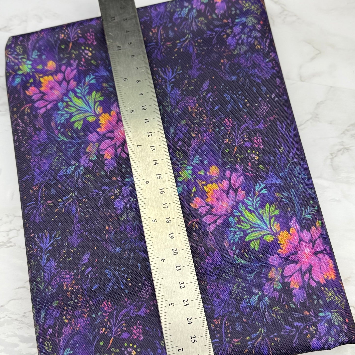 Purple Floral 600d Oxford Waterproof Polyester Canvas with PVC Backing H2ONoMo