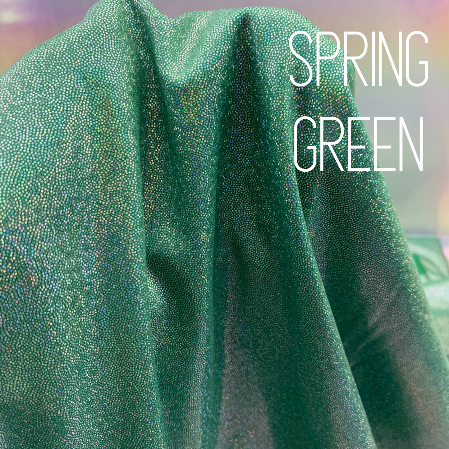 Spring Green Mini Dazzle Hologram Mystique Polyester Spandex Four Way Stretch Fabric