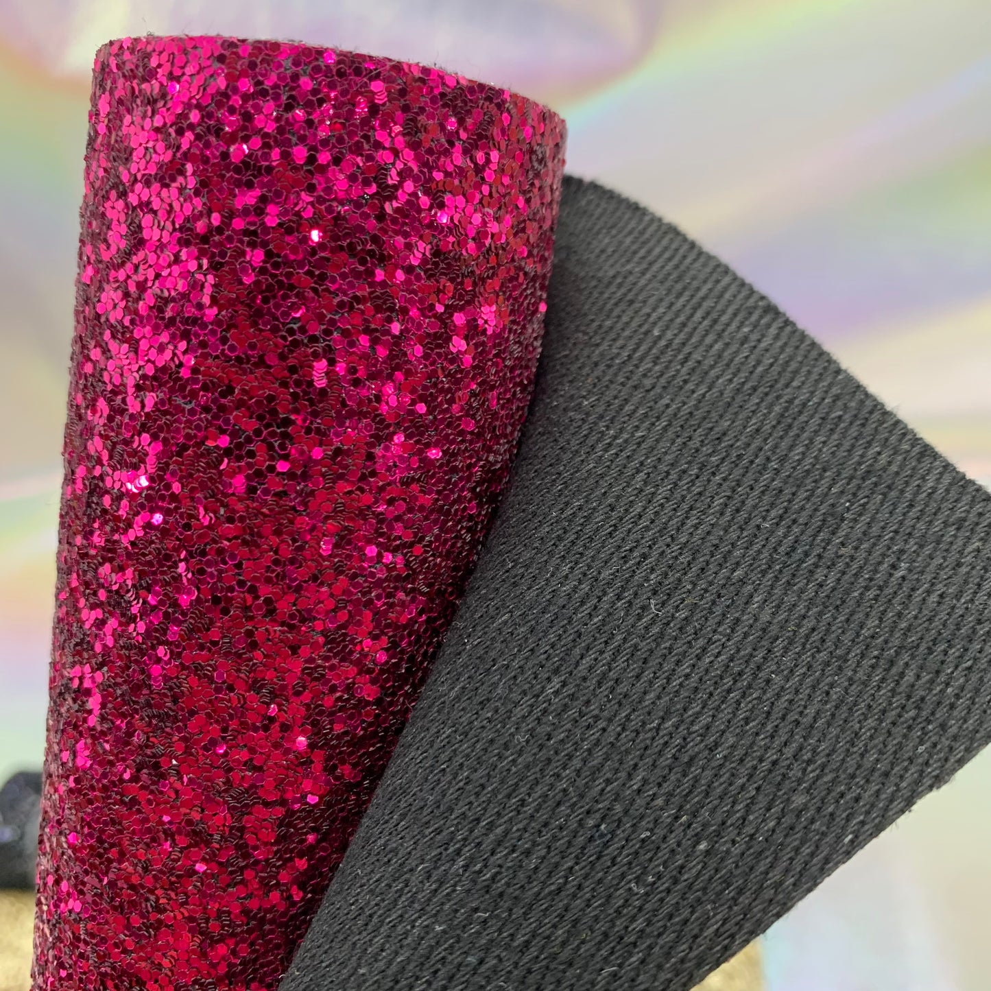 Chunky Glitter Faux Leather Sheet with Heavy Cotton Twill Backing