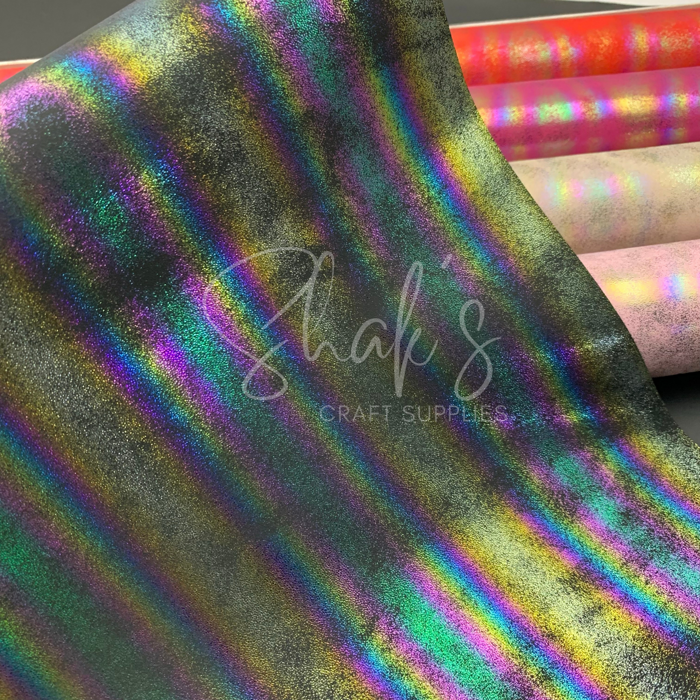 Oil Slick .8mm Smooth Faux Leather with Cotton backing