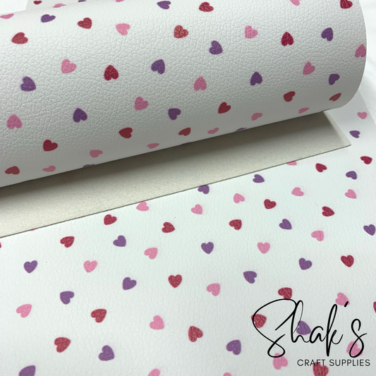 Sprinkled Hearts Pebbled Vegan Leather Sheet