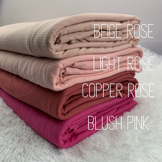Pink Tones Rib Knit Stretch Fabric Strip, Half and Full Yards