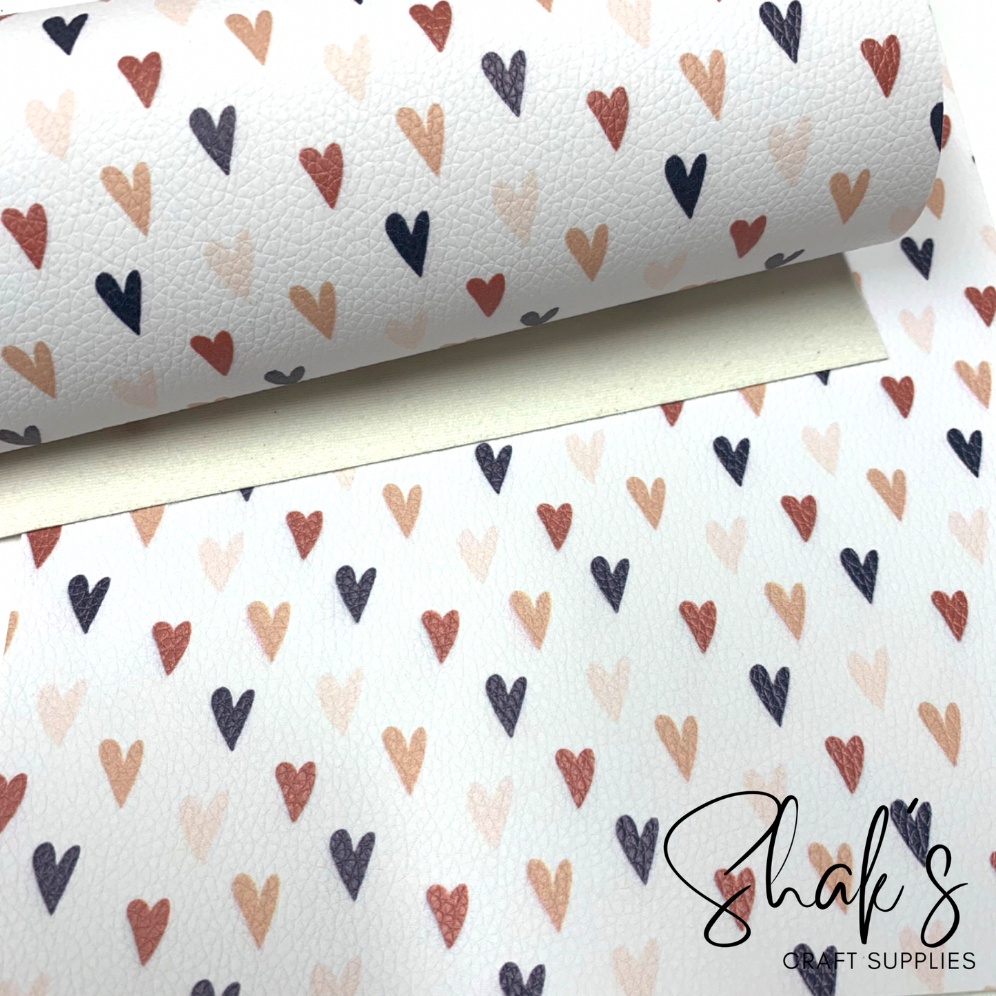 Boho Hearts Pebbled Vegan Leather Sheet