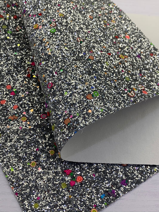 Silver Mixed Clays Chunky Glitter Canvas Sheet