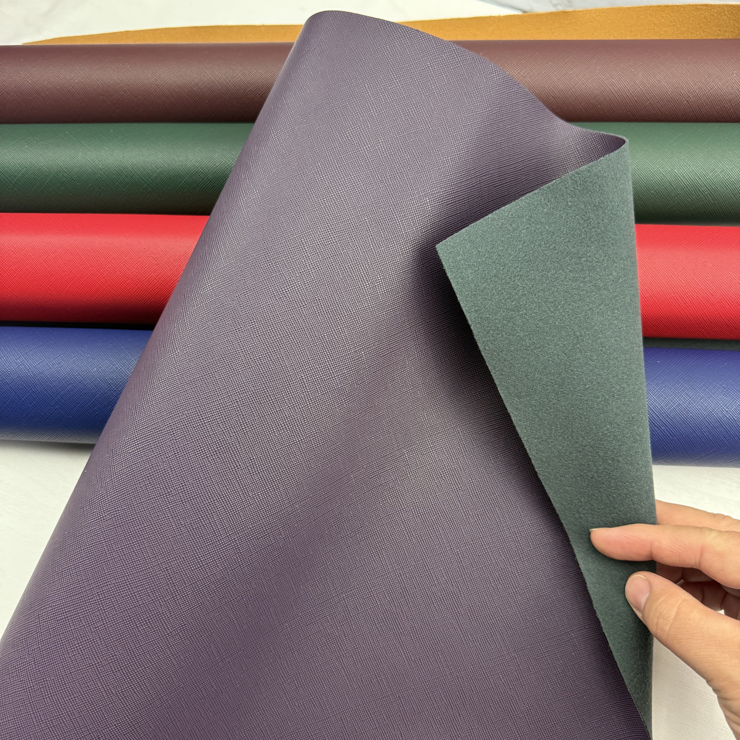 NEW COLORS APRIL 2026 Luxe Saffiano Crosshatch PU/PVC Faux Leather Solid Colors