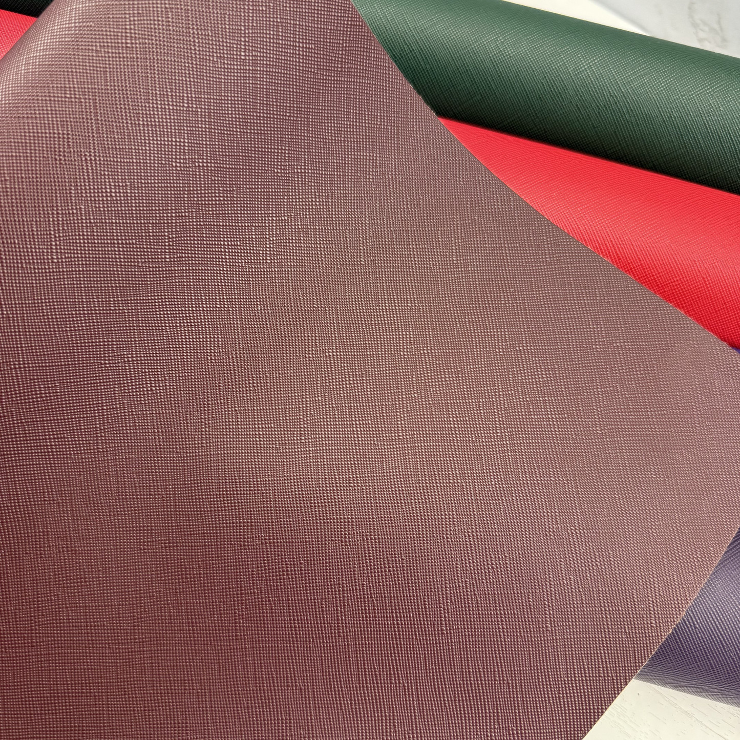 NEW COLORS APRIL 2026 Luxe Saffiano Crosshatch PU/PVC Faux Leather Solid Colors