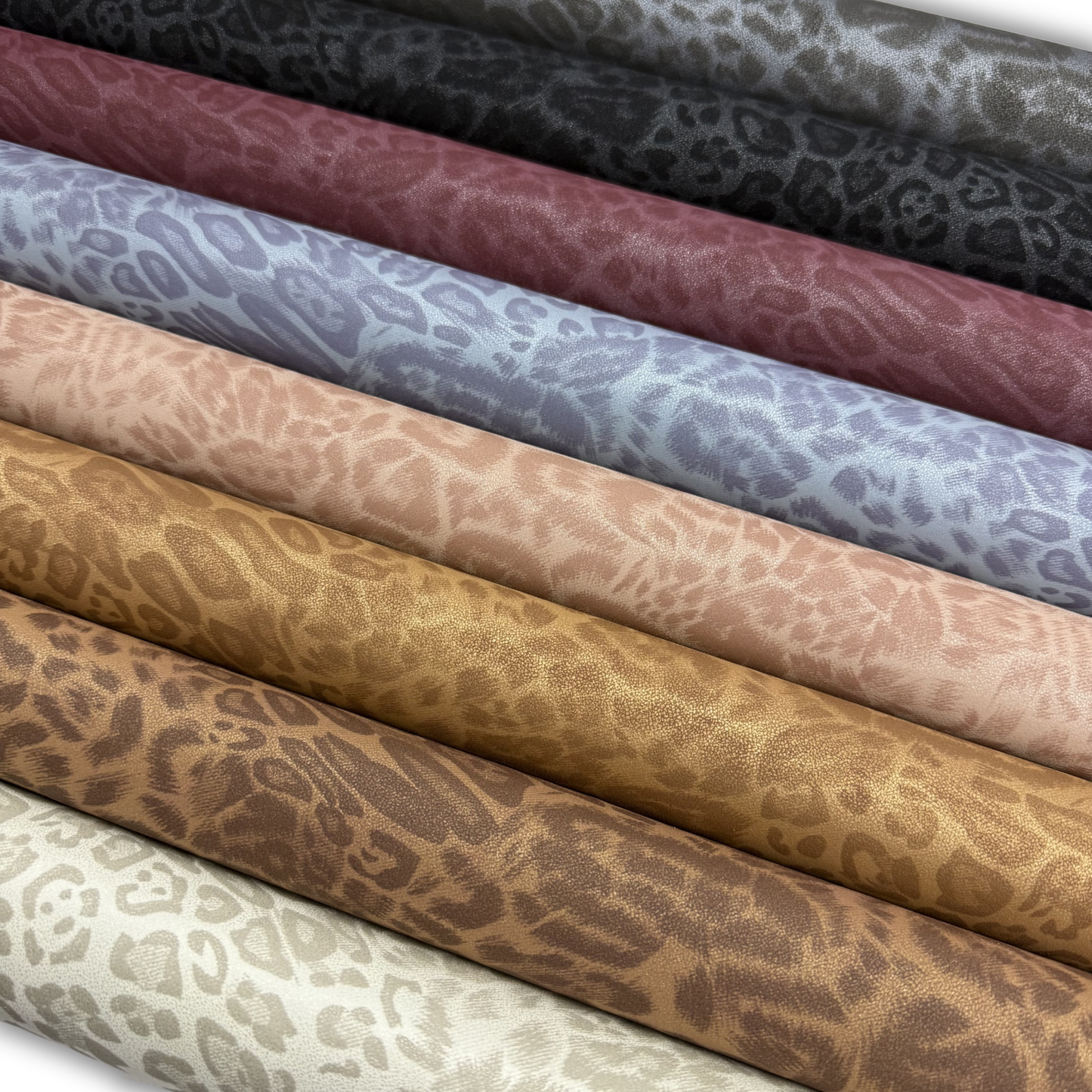 Midnight Leopard Suede Faux Leather Tonal and Solid Colors Half Yard Rolls