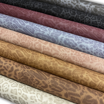 Midnight Leopard Suede Faux Leather Tonal and Solid Colors Half Yard Rolls