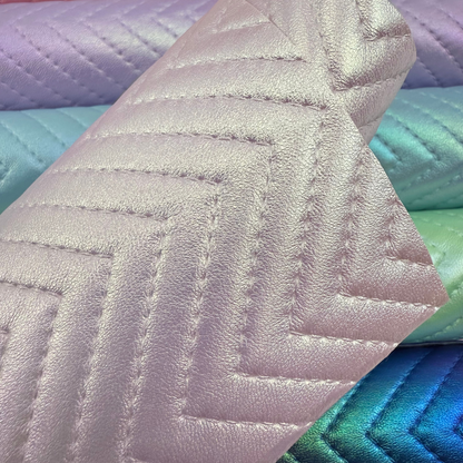 Iridescent Chevron Embossed Quilted Effect Vinyl - Half Meter Roll