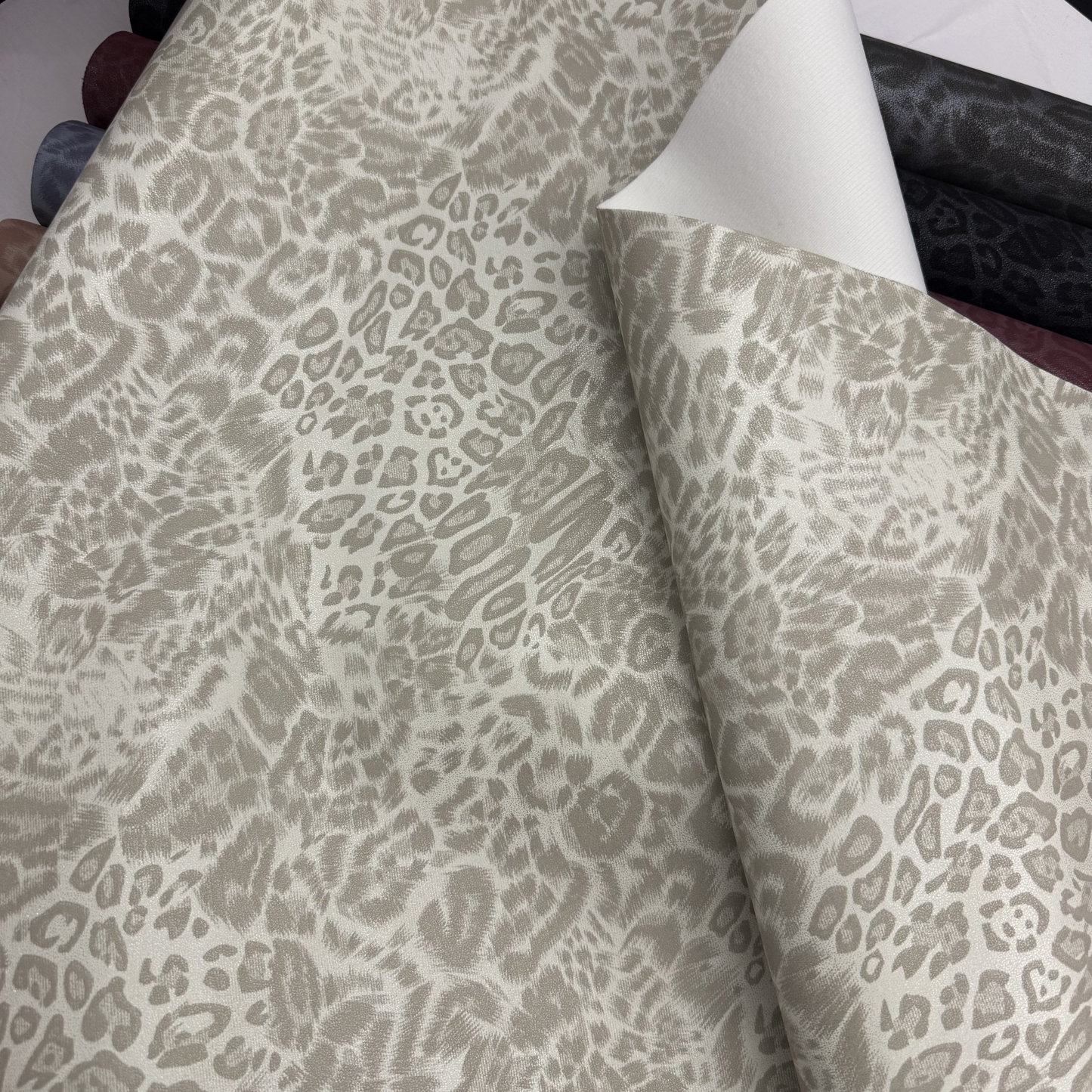 Midnight Leopard Suede Faux Leather Tonal and Solid Colors Half Yard Rolls