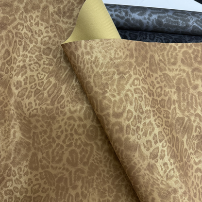 Midnight Leopard Suede Faux Leather Tonal and Solid Colors Half Yard Rolls