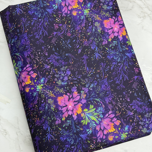Purple Floral HydroReminisce™ Bonded Polyester Waterproof Fabric
