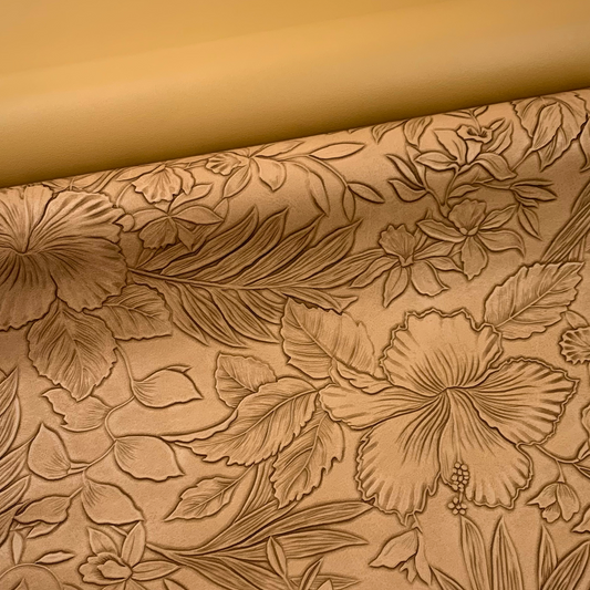 CAMEL “Embossed Tropics” Faux Leather Large and Half Yard Rolls
