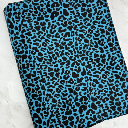 Teal Leopard HydroReminisce™ Bonded Polyester Waterproof Fabric