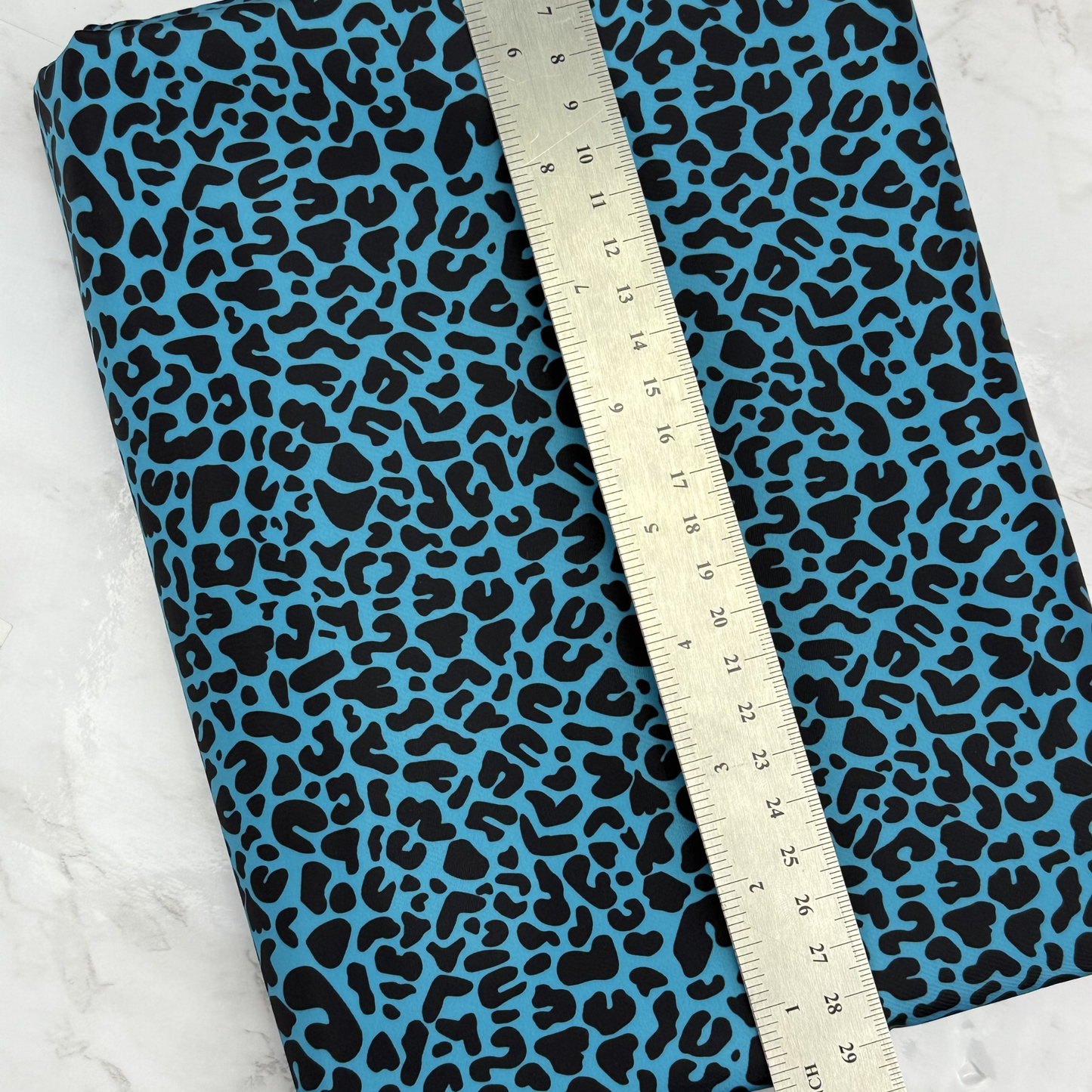 Teal Leopard HydroReminisce™ Bonded Polyester Waterproof Fabric