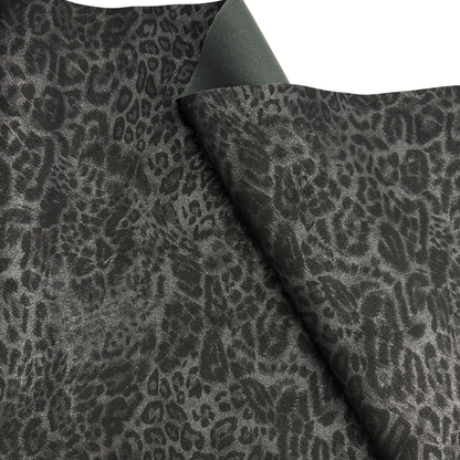 Midnight Leopard Suede Faux Leather Tonal and Solid Colors Half Yard Rolls