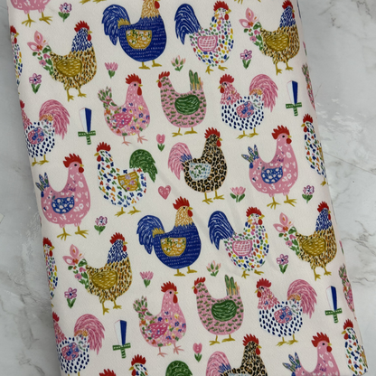 Farm Chickens HydroReminisce™ Bonded Polyester Waterproof Fabric