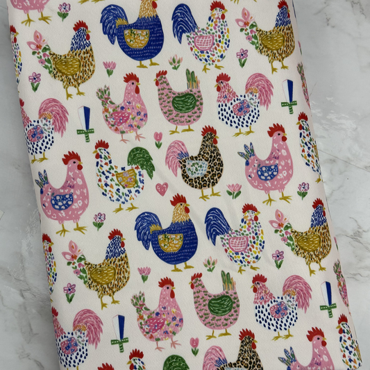 Farm Chickens HydroReminisce™ Bonded Polyester Waterproof Fabric