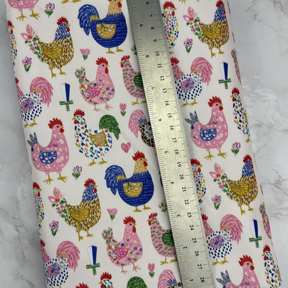 Farm Chickens HydroReminisce™ Bonded Polyester Waterproof Fabric