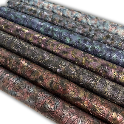 Multi Tonal Garden of Wings Embossed Faux Leather Half Yard Roll