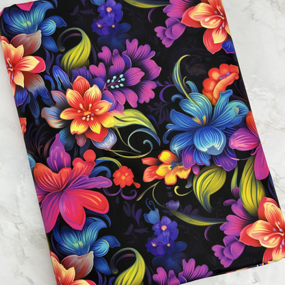 Neon Floral HydroReminisce™ Bonded Polyester Waterproof Fabric