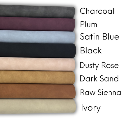 Midnight Leopard Suede Faux Leather Tonal and Solid Colors Half Yard Rolls