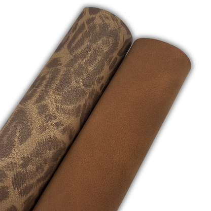 Midnight Leopard Suede Faux Leather Tonal and Solid Colors Half Yard Rolls