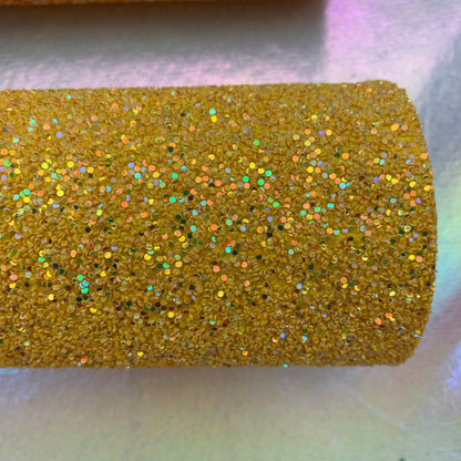 Yellow chunky glitter faux leather