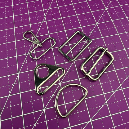 Silver 1.5” - 38mm Bag Strap Hardware