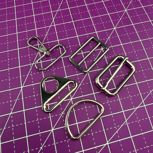 Silver 1.5” - 38mm Bag Strap Hardware