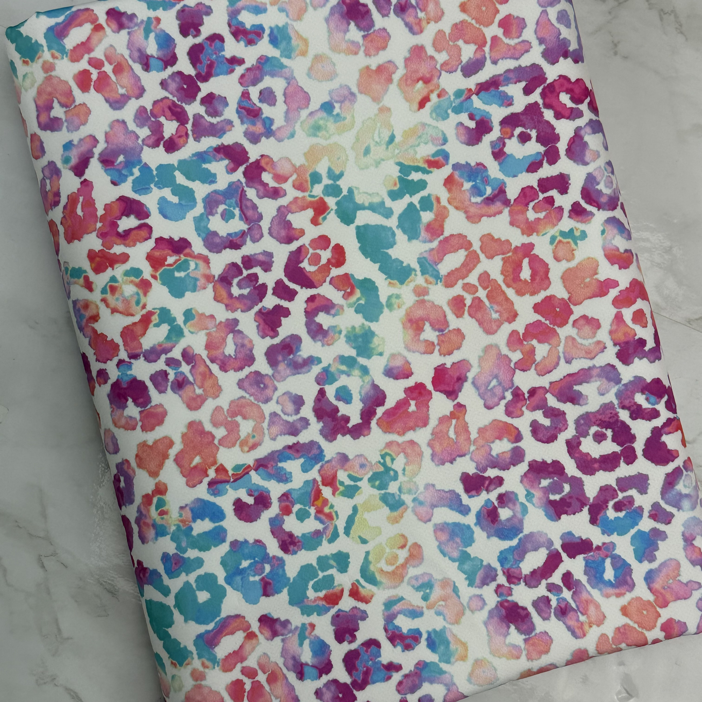 Pink Tie Dye Leopard HydroReminisce™ Bonded Polyester Waterproof Fabric