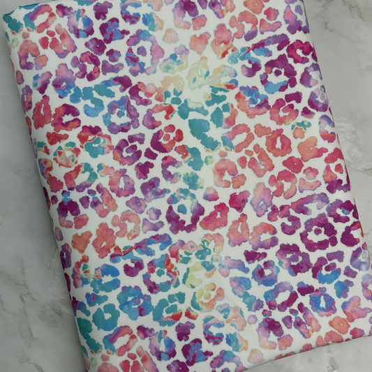Pink Tie Dye Leopard HydroReminisce™ Bonded Polyester Waterproof Fabric