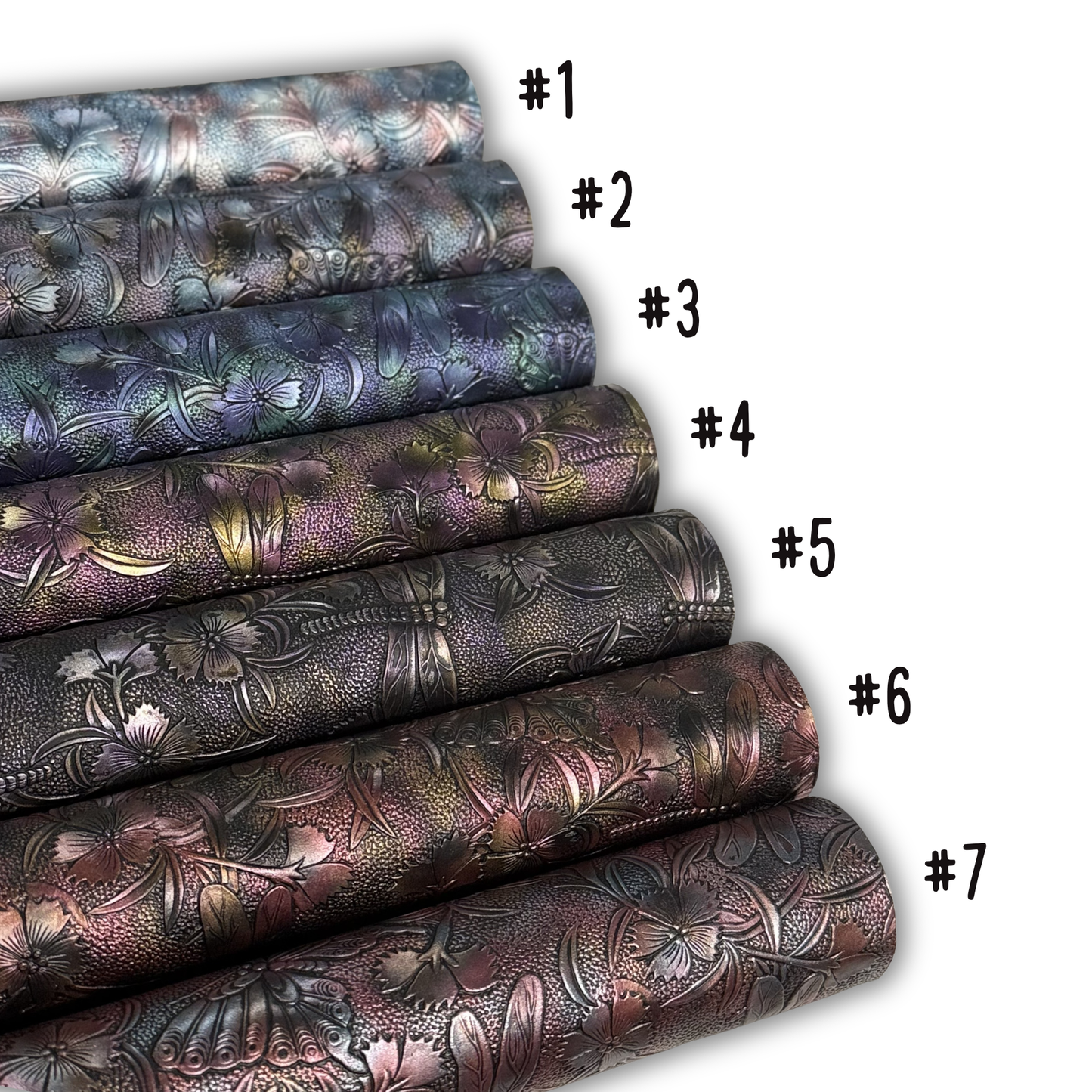 Multi Tonal Garden of Wings Embossed Faux Leather Half Yard Roll