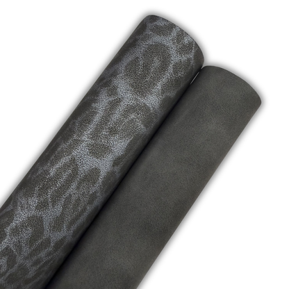 Midnight Leopard Suede Faux Leather Tonal and Solid Colors Half Yard Rolls