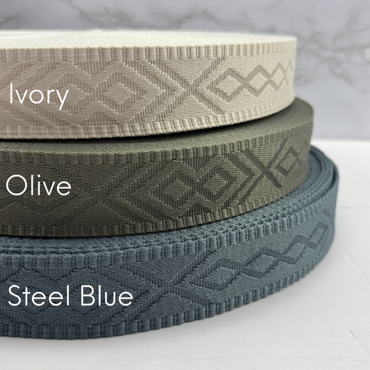 Diamond Debossed 1.5" Polyester Webbing By the Yard
